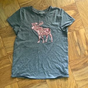 grey tee with rose-gold sequence!! like new!!